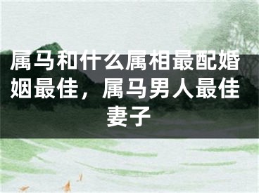 属马和什么属相最配婚姻最佳，属马男人最佳妻子