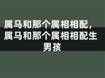 属马和那个属相相配，属马和那个属相相配生男孩