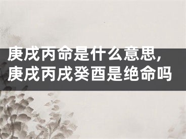 庚戌丙命是什么意思,庚戌丙戌癸酉是绝命吗