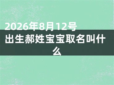 2026年8月12号出生郝姓宝宝取名叫什么