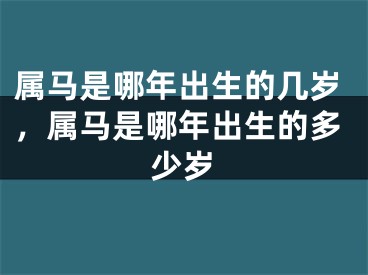 属马是哪年出生的几岁，属马是哪年出生的多少岁