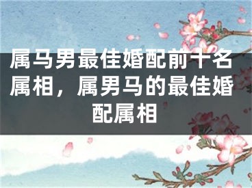 属马男最佳婚配前十名属相，属男马的最佳婚配属相
