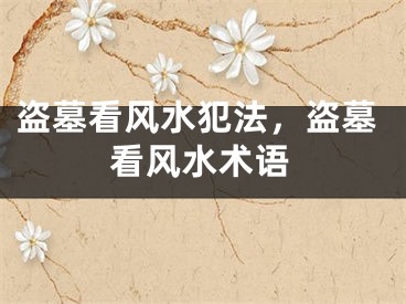 盗墓看风水犯法，盗墓看风水术语