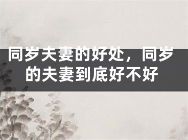 同岁夫妻的好处，同岁的夫妻到底好不好