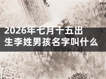 2026年七月十五出生李姓男孩名字叫什么
