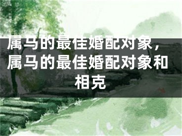 属马的最佳婚配对象，属马的最佳婚配对象和相克