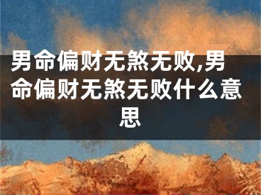 男命偏财无煞无败,男命偏财无煞无败什么意思