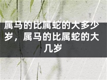 属马的比属蛇的大多少岁，属马的比属蛇的大几岁