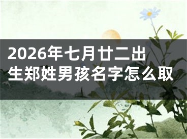 2026年七月廿二出生郑姓男孩名字怎么取