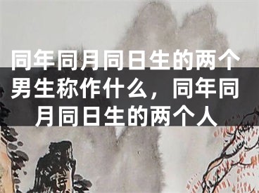 同年同月同日生的两个男生称作什么，同年同月同日生的两个人