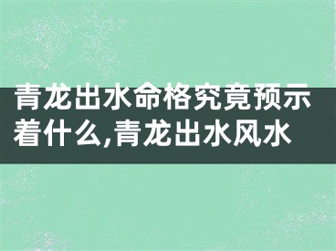 青龙出水命格究竟预示着什么,青龙出水风水