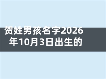 贺姓男孩名字2026年10月3日出生的