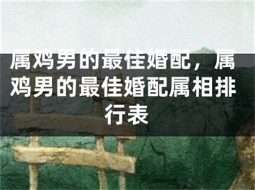 属鸡男的最佳婚配，属鸡男的最佳婚配属相排行表