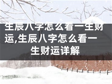 生辰八字怎么看一生财运,生辰八字怎么看一生财运详解