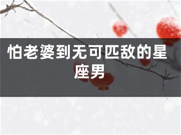 怕老婆到无可匹敌的星座男
