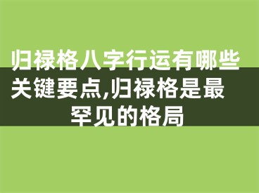 归禄格八字行运有哪些关键要点,归禄格是最罕见的格局