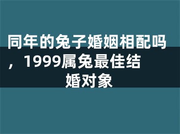 同年的兔子婚姻相配吗，1999属兔最佳结婚对象