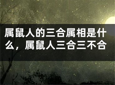 属鼠人的三合属相是什么,属鼠人三合三不合