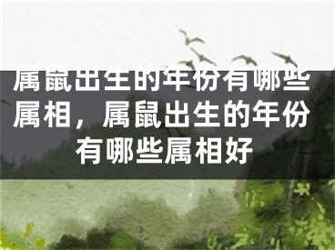 属鼠出生的年份有哪些属相，属鼠出生的年份有哪些属相好