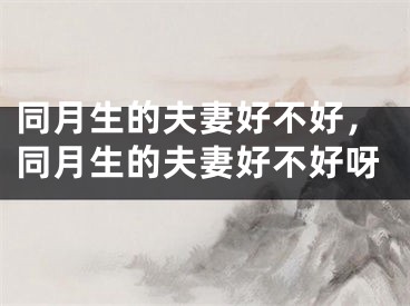 同月生的夫妻好不好,同月生的夫妻好不好呀