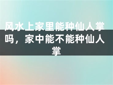 风水上家里能种仙人掌吗，家中能不能种仙人掌