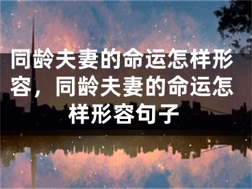 同龄夫妻的命运怎样形容，同龄夫妻的命运怎样形容句子