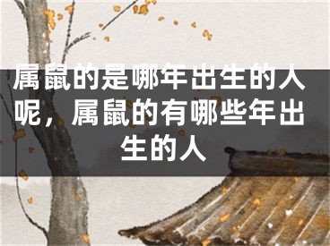 属鼠的是哪年出生的人呢,属鼠的有哪些年出生的人