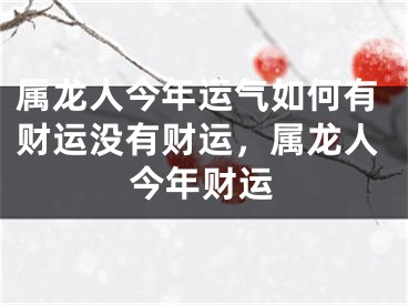 属龙人今年运气如何有财运没有财运,属龙人今年财运