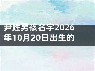 尹姓男孩名字2026年10月20日出生的