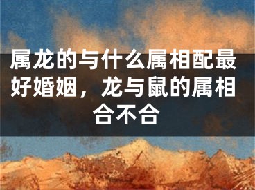属龙的与什么属相配最好婚姻，龙与鼠的属相合不合