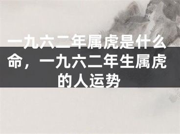 一九六二年属虎是什么命，一九六二年生属虎的人运势