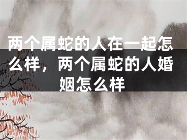 两个属蛇的人在一起怎么样，两个属蛇的人婚姻怎么样