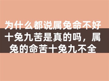 为什么都说属兔命不好十兔九苦是真的吗，属兔的命苦十兔九不全
