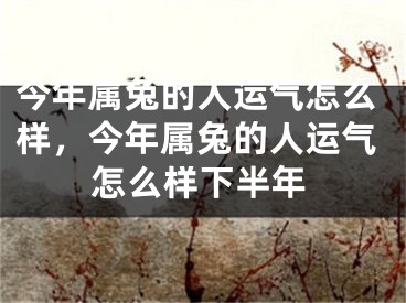 今年属兔的人运气怎么样，今年属兔的人运气怎么样下半年